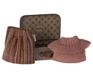 Image of Maileg Knitted Blouse & Skirt in Suitcase Grandma Mouse (PRE-ORDER ETA Late April)