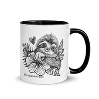 Image 3 of Tropical Flower Sloth Coffee Mug Line Art by CrystalsArtPaws
