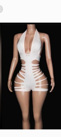 Image 3 of Slash Sides Rhinestone Shorts Romper 3 colors