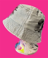 Image 3 of “FLOWER GIRL” CUSTOM PAINTED DENIM COLOR BUCKET HAT ONE SIZE