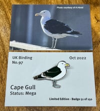 Image 1 of Cape Gull - No.97 - UK Birding Pins - Enamel Pin Badge