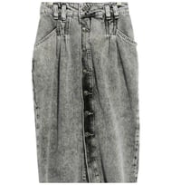Image 1 of FREE PEOPLE gray front button denim midi skirt