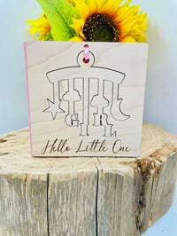 Image 1 of Wooden Baby Girl Card With Hanging Ornament