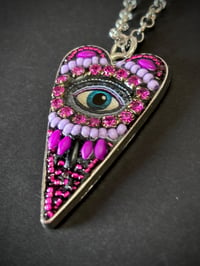 Image 2 of Mystic Eye Heart Necklace - Pink/Neon/Black