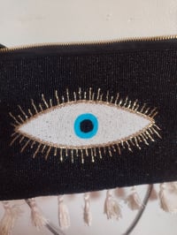 Image 6 of Black all seeing evil eye protection Bag and multi coloured eye head band 