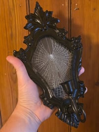 Image 3 of Ornate black wall hanging candle holder - preserved web A