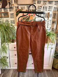 Image 1 of Brown faux leather pants 