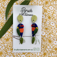 Rainbow Lorikeet Leaf Drop Earrings