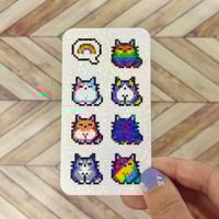 Image 1 of Pride Pixel Cats sparkle mini sticker sheet