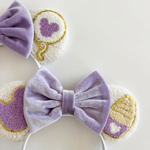 Image of Patch Ears - White Matte with Lavender Velvet Bow