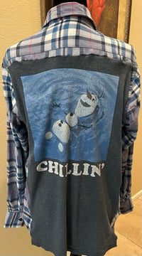 Vintage Blue/White/Red Flannel Shirt Frozen Olaf