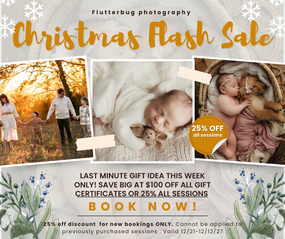 Image of Flash sale 25% off all sessions and $100 off gift cards!