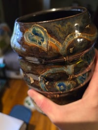 Image 12 of Bronze Vase with Blue Vines