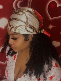 Image 5 of Pink & Brown Silk Head Scarf