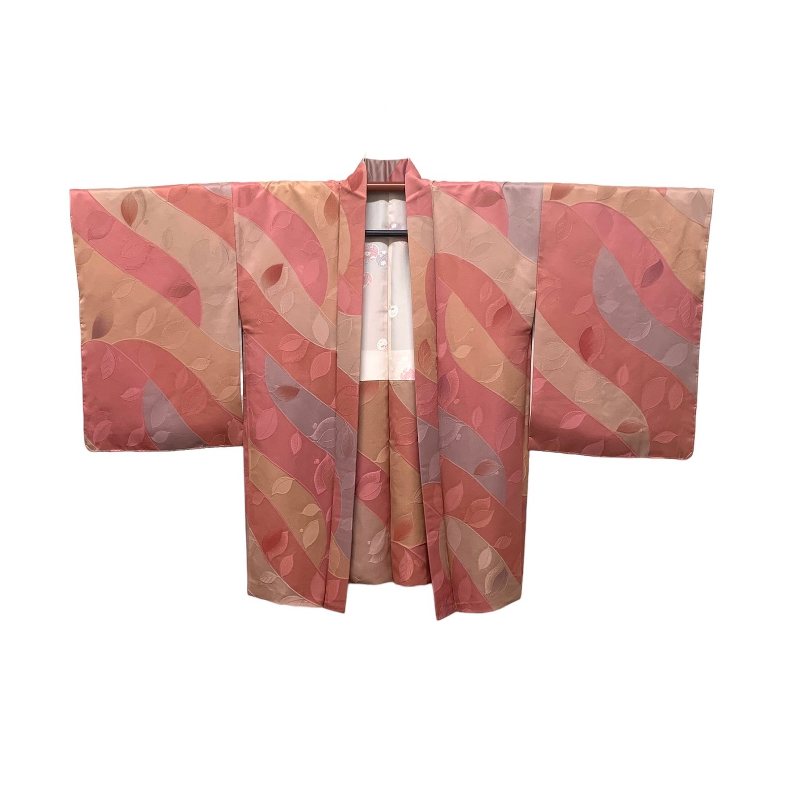 Vintage Haori Kimono, Rust, Grey & White, Forest Autumn Leaves hotsell cream silk lining