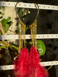 Image 4 of Golden Hour feather cuff earrings 