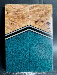 Image 2 of Maple Burl & Viridian Grip-Tec Segmented Knife Scales