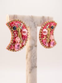Image 1 of I AM The Altar Moon  Pink Santa Muerte Earrings