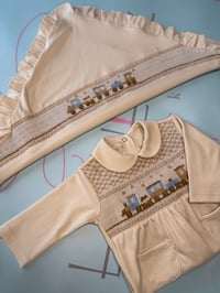 Image 2 of boys tan smocked blanket 