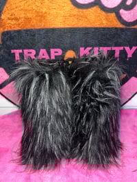 Image 2 of Black White Faux Fur Emo Scene Alt Baddie Y2K Boots