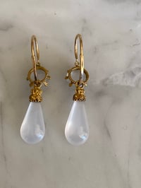Image 2 of CHALCEDONY & GOLD EARRINGS 