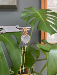 Image 4 of Gold Blue Kyanite in Quartz Heart Crystal Necklace