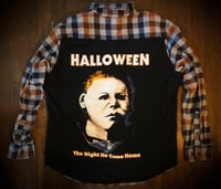 Upcycled “Halloween/Michael Myers” t-shirt flannel