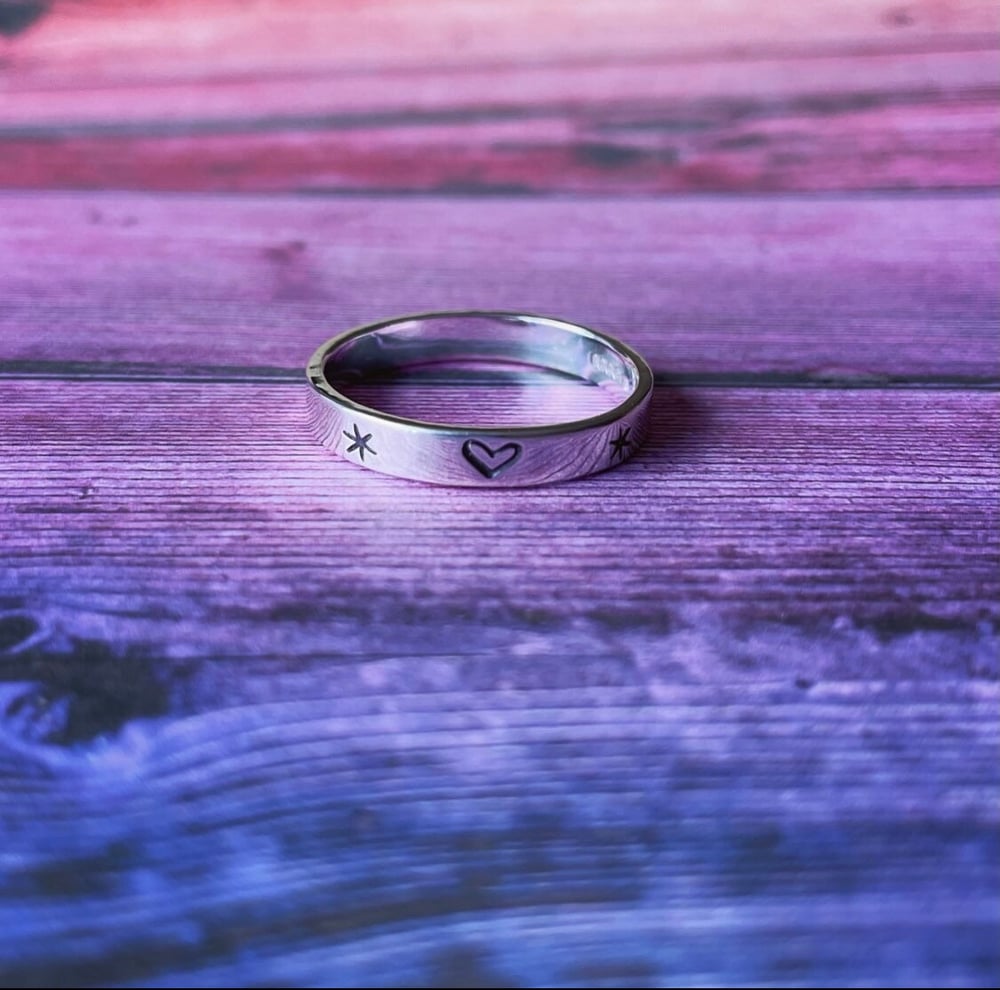 Sterling Silver Stars And Hearts Ring Handmade