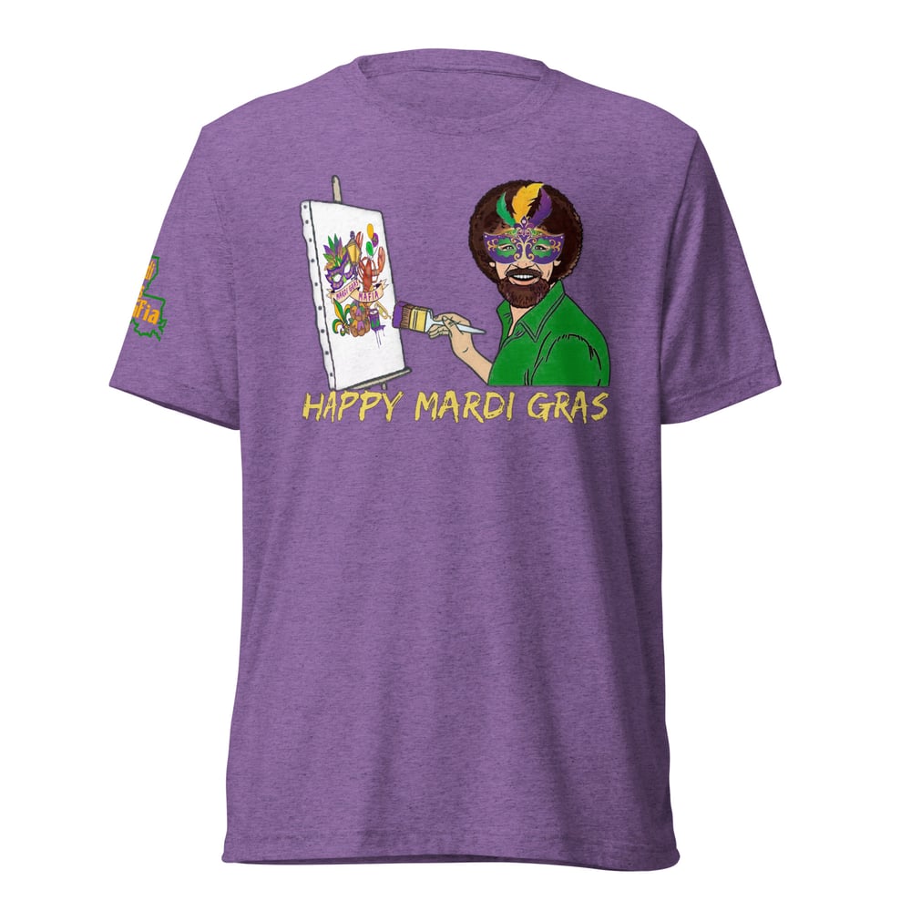 Image of Happy Mardi Gras From Bob Ross, Short sleeve t-shirt