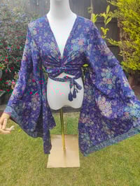 Image 7 of Stevie sari top-upto size 8-16 navy and jade