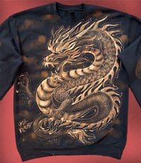 Image 2 of “DRAGON” CUSTOM BLEACH PAINTED PULLOVER SWEATSHIRT MEDIUM