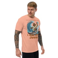 Image 16 of I Ride With Jesus Surfing Fitted Short Sleeve T-shirt