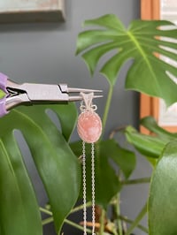 Image 5 of Silver Flower Agate Oval Crystal Necklace