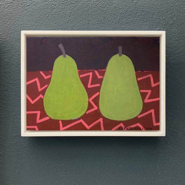 Image of ‘Pears on a Jazzy Tablecloth 