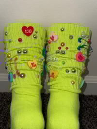 Image 4 of sweetheart junk socks // lime 