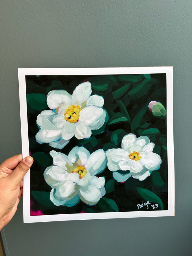 Moody Green Floral Print, 11x11"