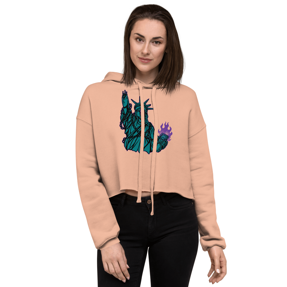 LIBERTY IS DEAD PRINTED CROP HOODIE