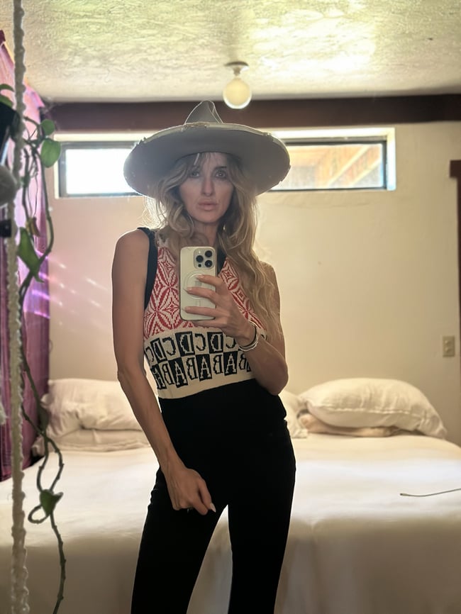 1970s Adolfo knit alphabet vest