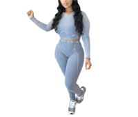 Image 5 of Tight Stripe Long Sleeve Set