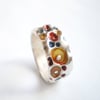 Silver Coral Texture Enamel Ring
