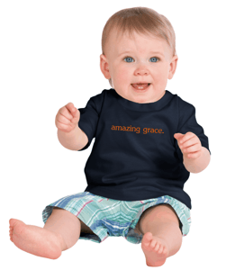 Image of "Amazing Grace" printed on a Navy Infant Short Sleeve Tee