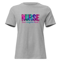 Image 7 of Women's Relaxed T-Shirt, Nurse Love, Inspire, Heal Uplifting Colorful Tee