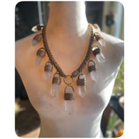 Image 1 of SALE - The Oakley Necklace XL - Clear Quartz Crystals and Tan Leather 