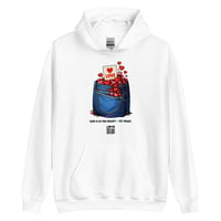 Image 4 of LOVEDCGOGO "LOVE IS IN THE POCKET" Go-Go Valentines Edition Unisex Hoodie (see color options)