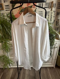 Image 1 of Fashion Nova bubble sleeve gauze shirt duster 