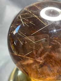Image 2 of Large Smoky Quartz With Golden Rutile Sphere #1770