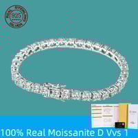 Image 1 of 100% S925 Sterling Silver 2-6mm Real Moissanite Tennis Bracelet for Women Wedding Jewelry Christmas 
