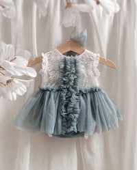 Image 1 of Baby photoshoot outfit | Mia | 0-3 months |dusty aquamarine | white