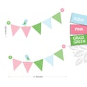 Bunting Flags with Birds Removable Fabric Wall Decal