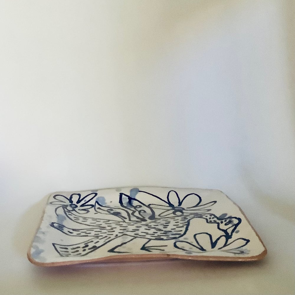 Image of Bird and Flowers Ceramic Platter